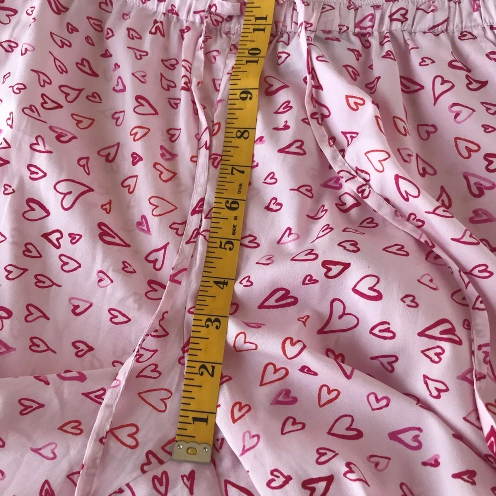 Joie Heart Love Pajama Set Long Sleeve Button Down Top & Pants w/ Pockets size L